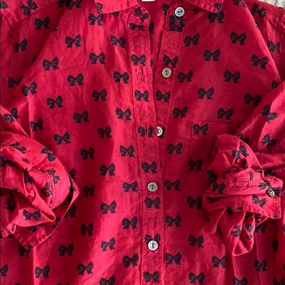 J.Crew Red Bow Popover Top - Picture 4 of 5